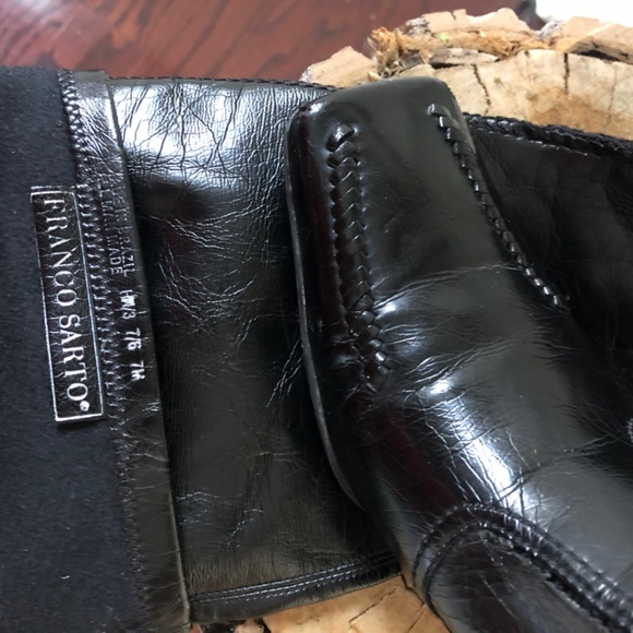Vintage - Franco Sarto (sz 7) black faux leather square toe boot - Picture 3 of 4